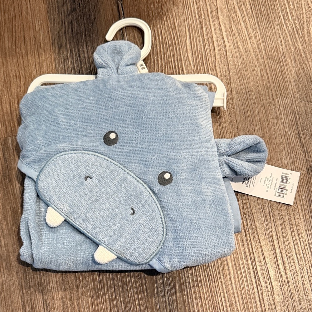 Carter's Blue Hippo Hooded Towel